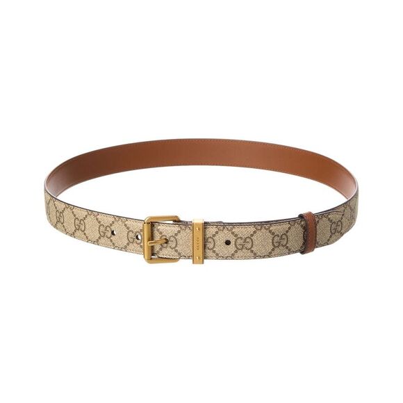 Gucci Gg Emblem Gg Supreme Canvas & Leather Belt, Brown - Picture 1 of 3